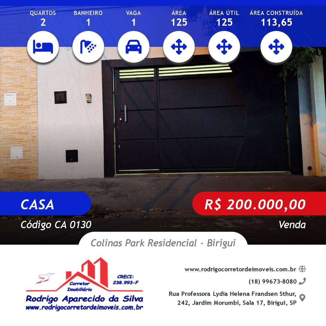 #CA 0130 - Casa para Venda em Birigui - SP